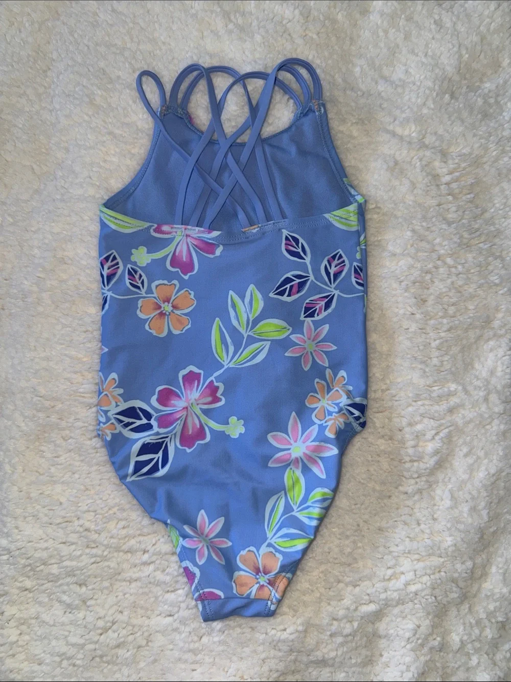 The Children's Place Blue Floral Strappy One-Piece Swimsuit NWOT